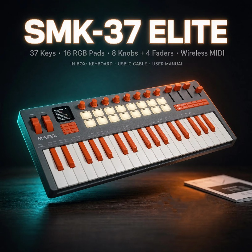 Midi Controller Pad - M-VAVE SMK-37 Elite: tastiera MIDI wireless